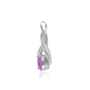 Pendentif Solitaire Shah Gems en Argent Sterling 925 Fait Main avec Améthyste Naturelle et Topaze Blanche, Style Religieux pour Femme - Product Image 3