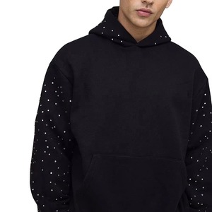ชุดลำลองแบบ unisex สำหรับฤดูหนาว ผ้าฝ้าย 100% พิมพ์ลายประดับเพชร สไตล์สตรีทแวร์ เสื้อฮู้ดดี้ทรงโอเวอร์ไซส์ และกางเกงขายาวทรงบาน - Product Image 2