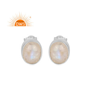 ต่างหูเงินแท้ประดับพลอยมูนสโตนสีรุ้งธรรมชาติ ดีไซน์ทันสมัย สวยงาม เหมาะสำหรับเป็นของขวัญสำหรับผู้หญิง - Product Image 1