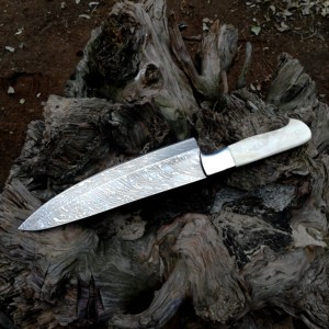 มีดเชฟเหล็กกล้าคาร์บอนงานแฮนด์เมดออกแบบอย่างสวยงามมีดดามัสกัสใบมีดสแตนเลสด้ามไม้ DIY - Product Image 4