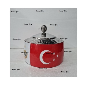 Pot de service en bois de conception islamique avec couvercle martelé en acier Casserole de stockage d'aliments de taille personnalisée en vrac - Product Image 6