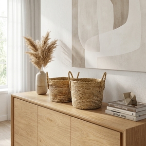 Juego de Cestas de Almacenamiento de Seagrass Tejidas a Mano Naturales, Cubierta Redonda para Macetas, Organizador de Lavandería, Decoración, Diseño Artístico Puro para Habitaciones - Product Image 5