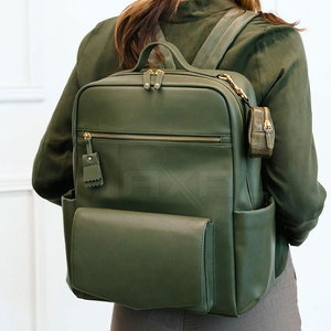 Mochila para pañales de bebé de cuero resistente al agua de gran almacenamiento, solución elegante para viajar para padres listos para viajar - Product Image 4