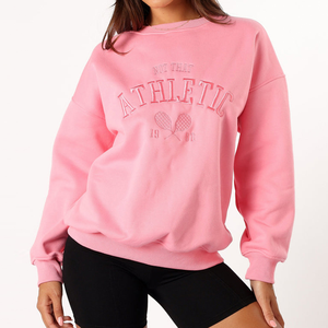 Nouveauté Sweat-shirt à col rond surdimensionné en molleton décontracté d'hiver personnalisé avec broderie et impression en relief Streetwear pour femmes - Product Image 4
