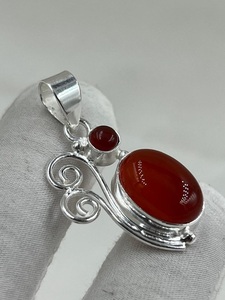 Colgante abstracto de ónix rojo plata 925 al por mayor | Joyería de diseñador de alambre espiral de piedra de ágata roja natural - Product Image 3