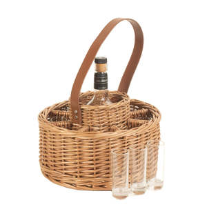 Red <b>Hamper</b> Round <b>Wicker</b> Whisky Carrier with 28x28x13cm Dimensions and 36cm Stand for Celebration Drinks - Product Image 5