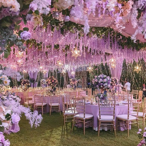 Magnifiques et attrayantes guirlandes de fleurs de souci artificielles avec papillon et lumières pour la décoration de scène lors de mariages indiens - Product Image 1