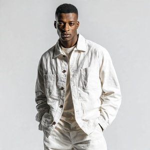 White Corduroy <b>Trucker</b> <b>Jacket</b> <b>Men</b> Streetwear Winter Corduroy <b>Trucker</b> Coat Tops <b>Men's</b> Button Down Corduroy Casual Coat <b>Mens</b> - Product Image 2