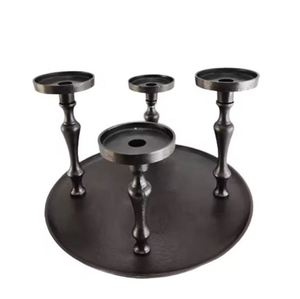 High Quality Antique <b>Candle</b> <b>Pillar</b> Holder Glass Wood Design Aluminium Classic Natural Color for Home Decor for Christmas - Product Image 2