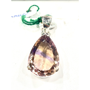 Colgante de corte de ametrino natural con diamante Plata de Ley 925 Estilo vintage Tema religioso cristiano para niñas - Product Image 2