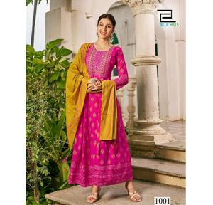 Costume Anarkali pour mariage, costume Anarkali de nouvelle conception 2025, travail de pierres, rayonne de soie - Product Image 1