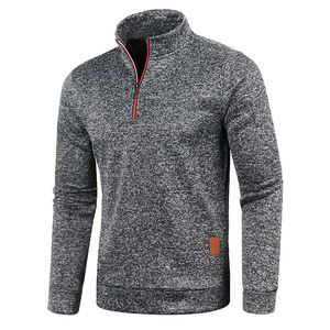 free sample Custom Logo hoodie manufacturer half Blank fleece Quarter 14 <b>Zip</b> Up Cotton plain 400 GSM Pullover Men Hoodies - Product Image 3
