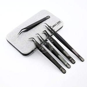 Luxury Fiber Grip Lash Tweezers Set 90° Volume & 45° Isolation Eyelash Extension Tweezers 14cm Stainless Steel <b>Tool</b> - Product Image 6