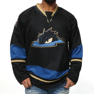 Camiseta de hockey sobre hielo de poliéster con logotipo de sublimación personalizado de alta calidad para hombre, uniforme de hockey sobre hielo Unisex, nuevo diseño, ropa deportiva de Color - Product Image 5