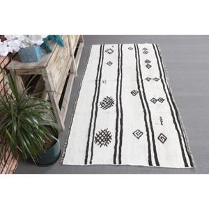 Tapis turc, tapis d'appoint 3,1x6,3 pieds, tapis Kilim blanc ombré - Product Image 3
