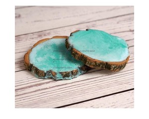 Venta al por mayor de posavasos cuadrados de madera de acacia y resina epoxi, los mejores posavasos de madera de acacia y borde de resina, el mejor posavasos para beber café - Product Image 5