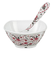Ensemble de service en mélamine durable à triple revêtement, 9 pièces, finition brillante anti-taches, résistant aux bris, assiettes, bols, cuillères