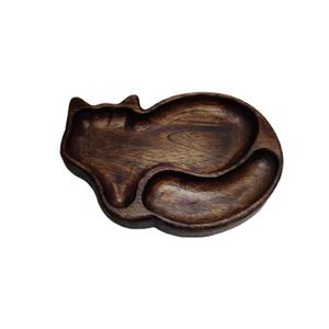 Plateau de service en forme de chat Plateau en métal en verre en bois unique pour collation de planche à fromage aux fruits secs pour Thanksgiving et Noël - Product Image 1