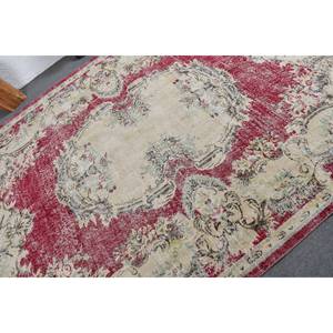 Tapis à tissage plat en laine beige rouge vintage de 7x9 pieds Tapis patchwork turc pour décorations de salon avec support en latex - Product Image 5