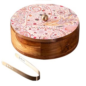 Casserole de finition imprimée en émail en bois Casseroles isolées servant le pot Chapati - Product Image 4