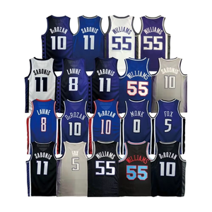 เสื้อบาสเก็ตบอลขายส่งแบบเย็บติดตราคิง # 10 ซาโบนิส # 8 วิลเลียมส์ชุดกีฬาแขนกุดระบายอากาศแห้งเร็วสำหรับฤดูร้อนสำหรับผู้ใหญ่ - Product Image 1
