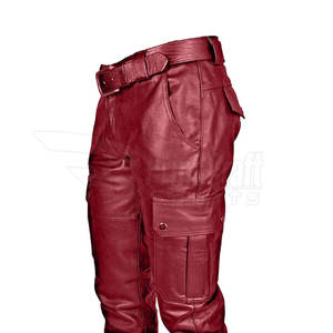 กางเกงวอร์มหนังผู้ชายกระดุมสีพื้นสไตล์ลำลองมีลายเรียงซ้อนน้ำหนักเบาสำหรับใช้งานกลางแจ้ง - Product Image 5