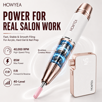 Taladro de Uñas Inalámbrico Profesional, 40000 RPM, 85W, Sin Escobillas, 40 Niveles de Velocidad, Textura de Cuero, Recargable, Máquina de Manicura y Pedicura