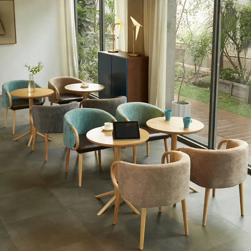 Caffetteria turchese Kursi Set di mobili per conversazione sedia e tavolo da caffè in tessuto