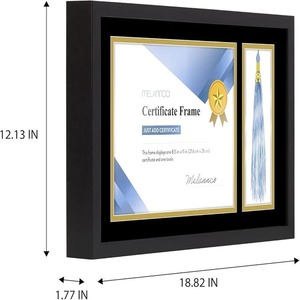 Marco de Diploma de madera negra de 18,8x12,1 pulgadas hecho a mano con soporte de borla muestra un certificado de 8,5x11 pulgadas y una borla - Product Image 4