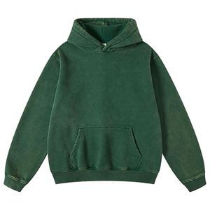 Sudadera informal de alta calidad para hombre, jersey de lana mezclado de algodón lavado de peso pesado personalizado, Sudadera con capucha, patrón sólido para invierno - Product Image 1