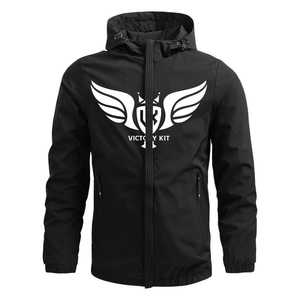 Veste à capuche noire pour homme avec poches zippées Vêtements d'extérieur coupe-vent légers et décontractés pour le printemps et l'automne Lavable en machine 2026 - Product Image 1