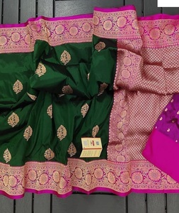 Phụ Nữ Hợp Thời Trang Mặc Banarasi Lụa Saree Với Phong Phú Pallu Mô Hình Nặng Kanjipuram Lụa Saree Với Áo Mảnh Đám Cưới Mặc Saree - Product Image 6