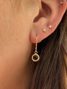 Solid 18k Real Gold Plated Round Red Garnet Clip on Drop <b>Earrings</b> Yellow Gold for Women's Fashion Jewelry - Product Image 4