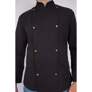 Veste de chef Brooklyn Black Workwear avec col mandarin pour les saisons d'automne - Product Image 3