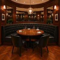 Meubles de restaurant American Diner, banquette en cuir noir, structure en bois de noyer, table et chaises de café, ensemble de meubles pour restaurant