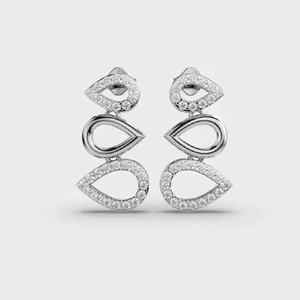 Boucles d'oreilles créoles en or massif avec pendentif en diamant de laboratoire |   Bijoux fins de luxe certifiés IGI en argent sterling 10K/14K/18K - Product Image 1