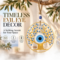 Décoration murale TM8002, arbre de vie, œil maléfique, en céramique bleue et dorée, talisman porte-bonheur, ornement pour la maison, 22 cm