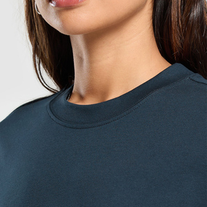 Nuevos tops cortos de verano para mujer, camiseta gráfica de manga corta Y2K, camiseta de manga corta de punto ajustada con cuello redondo en color azul - Product Image 6