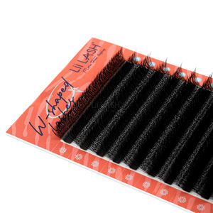 Pestañas de abanico prefabricadas Fluffy Clover W, 4-25 mm, pestañas de visón negro intenso, venta al por mayor, marca privada - Product Image 1