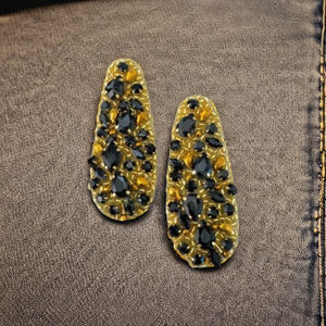 Parches de calidad estándar, parches de accesorios de ropa con cuentas de piedra de Color negro y dorado para ropa ocasional, parches de moda - Product Image 3