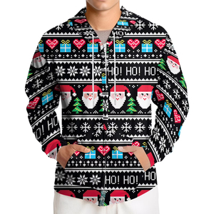 Navidad hombres personalizado impreso bordado 100% algodón alta calidad francés Terry cremallera-Up bolsillo Regular Fit invierno Sudadera con capucha Unisex - Product Image 6