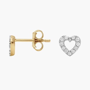 ต่างหูเพชรทรงหัวใจสองสี 0.14 กะรัต เพชรเลี้ยงในห้องปฏิบัติการ ทองคำแท้ 14K สำหรับใส่ทุกวัน ของขวัญสำหรับผู้หญิง สินค้าขายส่ง - Product Image 2
