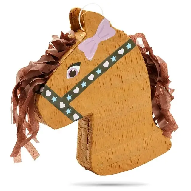 Piñata de diseño de poni para suministros de fiesta de cumpleaños de vaquera temática de caballo