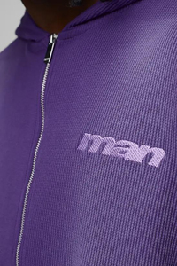 Survêtements à capuche zippés en tissu gaufré décontracté surdimensionné pour hommes, vente en gros personnalisée, imprimé lourd, 100% coton, vêtements d'hiver - Product Image 6