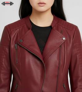 Chaqueta Bomber de Cuero Transpirable para Mujer Talla Grande 2025 con Logotipo Personalizado y Diseño de Rayas, Gran Venta - Product Image 4