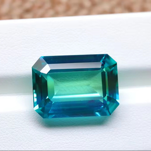 อัญมณี Aini พลอยแซฟไฟร์สีเขียวในห้องทดลอง10x8mm-20x15mm ตัดมรกตสร้างของขวัญหินแซฟไฟร์สีเขียวสำหรับเธอ - Product Image 1