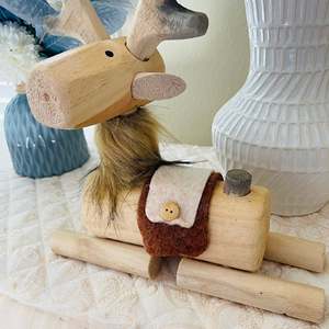 YEEYAYA Bucks cervo intagliato statua in legno decorazione per la casa figurine in legno animali selvatici Zoo decorazione cervo per stanza artigianato in legno di bambù - Product Image 3