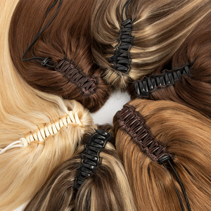 Extensions de cheveux humains <span class=keywords><strong>en</strong></span> queue de cheval à cordon de serrage, 100% cheveux naturels, couleur personnalisée <span class=keywords><strong>en</strong></span> gros - Product Image 4
