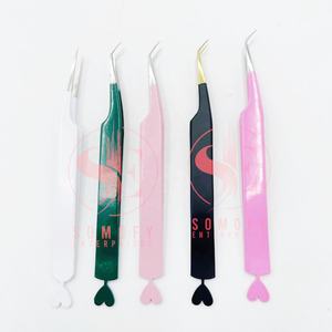 Pinzas Profesionales para Pestañas con Diseño de Corazón en Negro, Rosa y Blanco, Agarre Fuerte, Punta Puntiaguda, Acero Inoxidable - Product Image 2