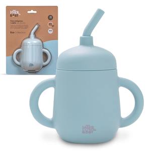 Vaso Antiderrames Azul Grisáceo con Diseño Minimalista y Pajita de Silicona - Product Image 1